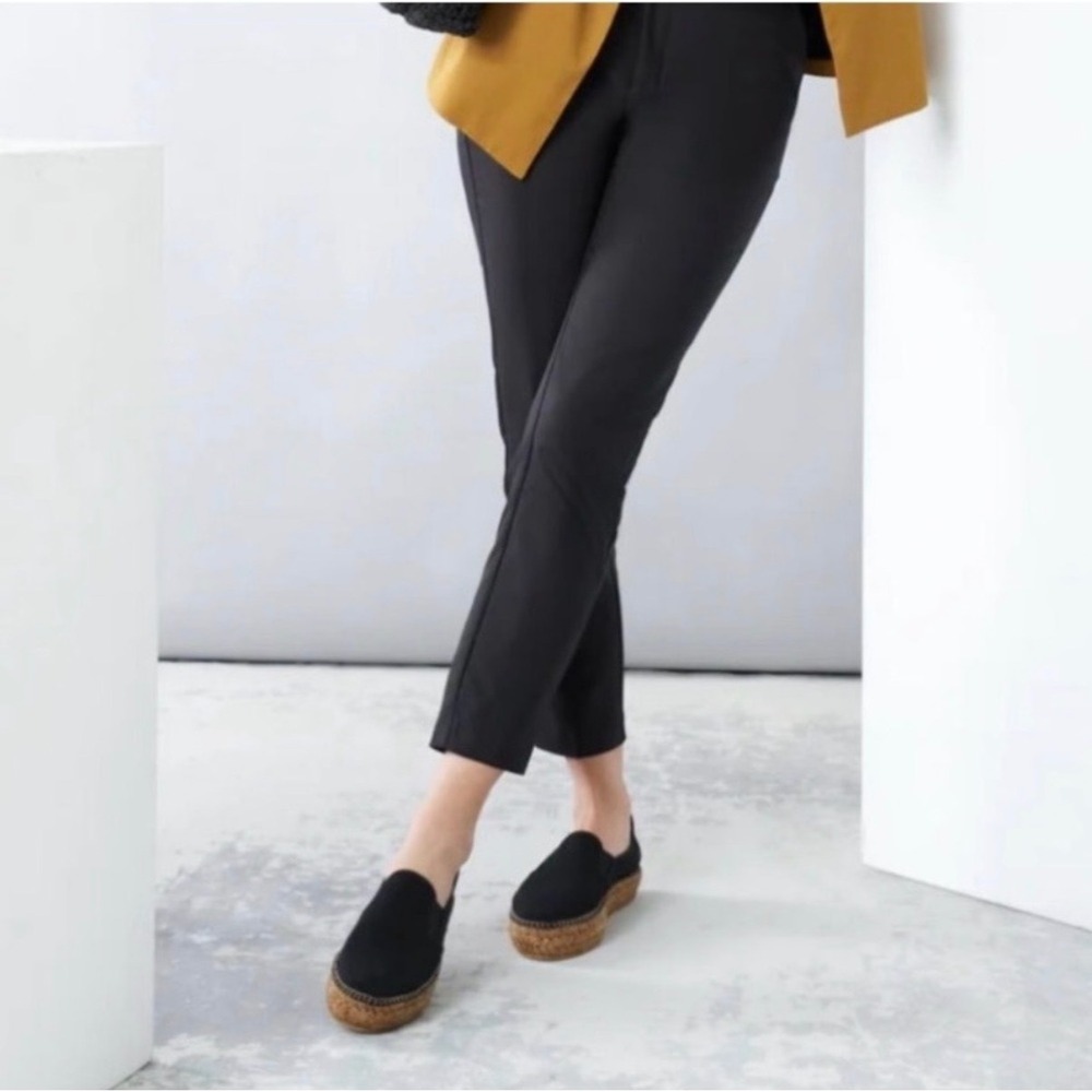 Viscata Barcelona Black Canvas Slip On Espadrille Platform Flats Spain Size 40